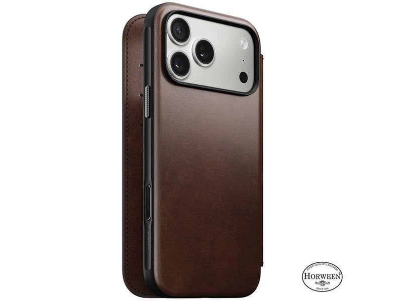 Nomad Modern Leather Folio rustic brown (Horween) - iPhone 17 Pro Max