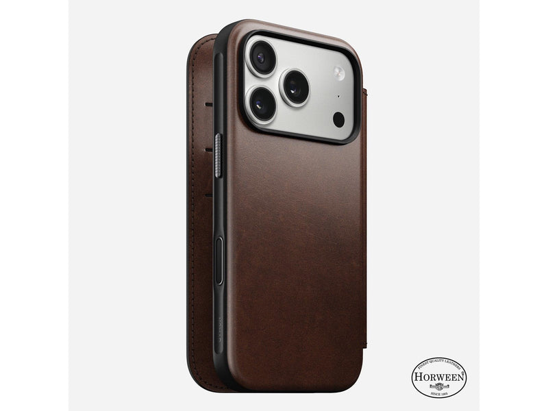 Nomad Modern Leather Folio rustic brown (Horween) - iPhone 17 Pro Max
