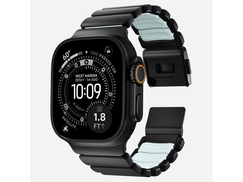 Nomad Stratos Band - 49mm | Black Titanium | Icy Blue Glow FKM