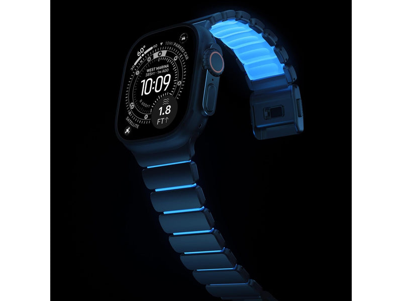Nomad Stratos Band - 49mm | Black Titanium | Icy Blue Glow FKM