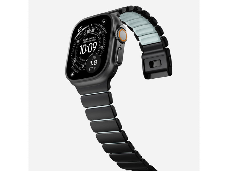 Nomad Stratos Band - 49mm | Black Titanium | Icy Blue Glow FKM