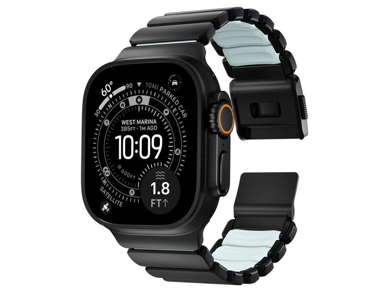 Nomad Stratos Band - 49mm | Black Titanium | Icy Blue Glow FKM