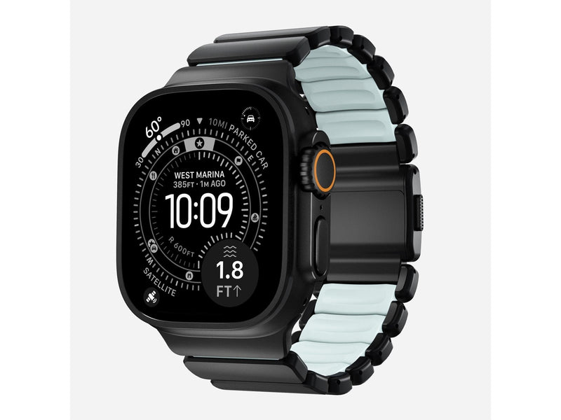 Nomad Stratos Band - 49mm | Black Titanium | Icy Blue Glow FKM
