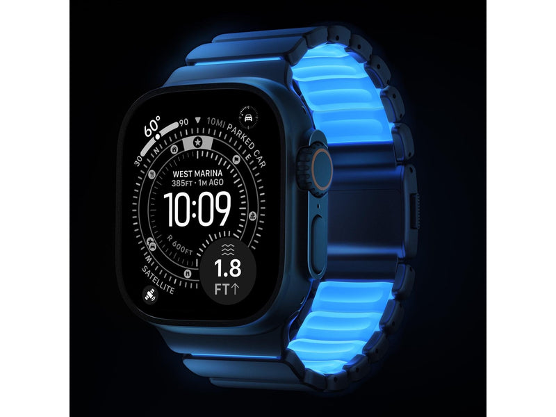 Nomad Stratos Band - 49mm | Black Titanium | Icy Blue Glow FKM