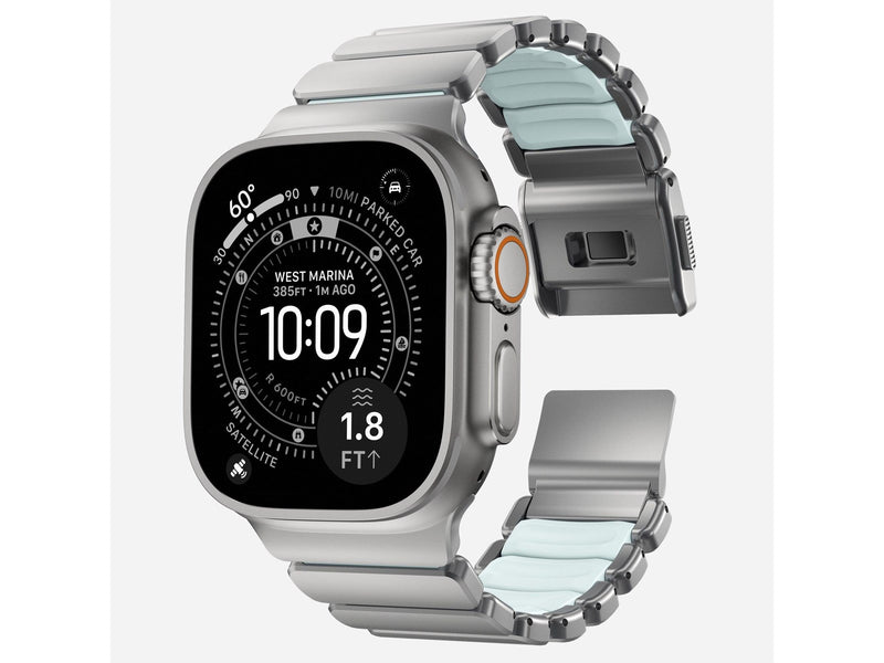 Nomad Stratos Band - 49mm | Natural Titanium | Icy Blue Glow FKM