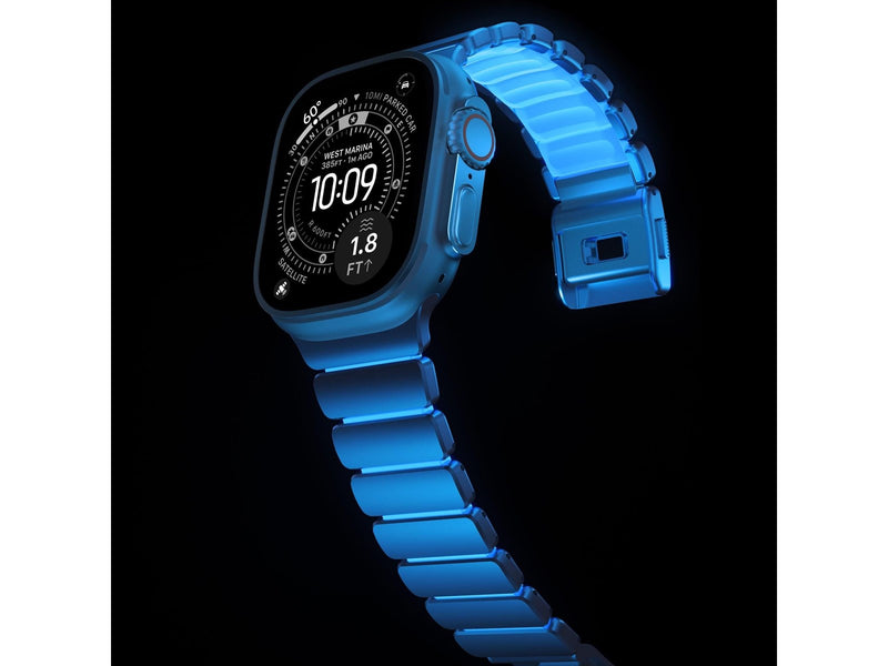 Nomad Stratos Band - 49mm | Natural Titanium | Icy Blue Glow FKM