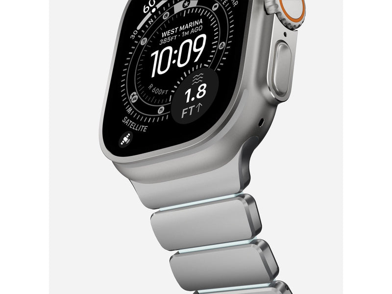 Nomad Stratos Band - 49mm | Natural Titanium | Icy Blue Glow FKM