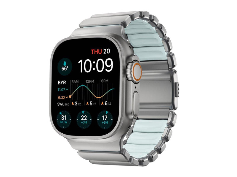 Nomad Stratos Band - 49mm | Natural Titanium | Icy Blue Glow FKM