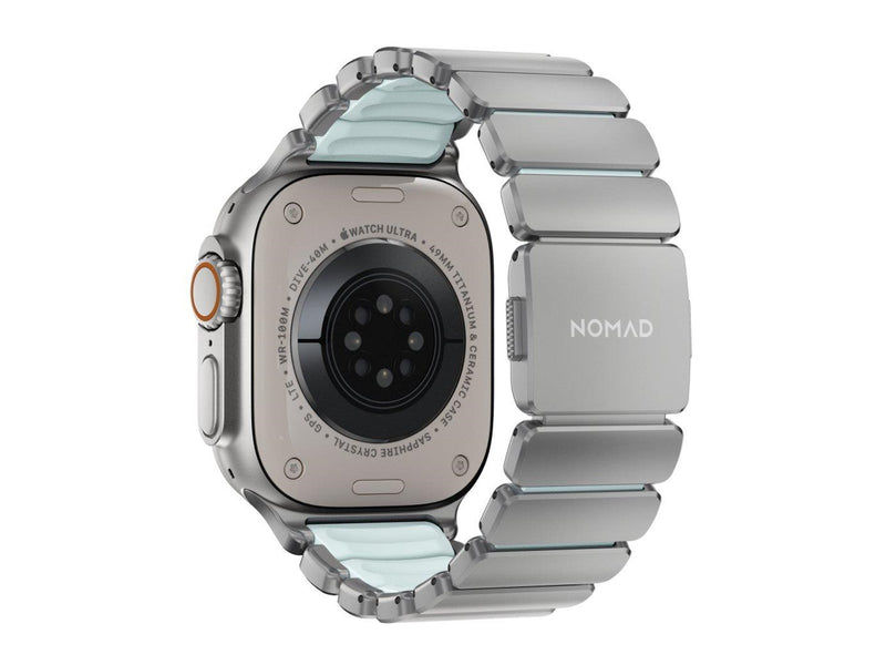 Nomad Stratos Band - 49mm | Natural Titanium | Icy Blue Glow FKM