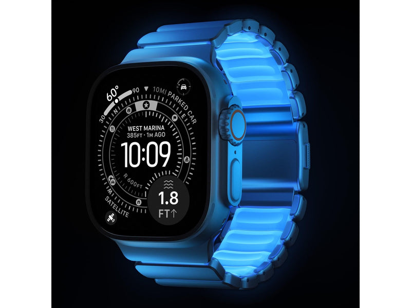 Nomad Stratos Band - 49mm | Natural Titanium | Icy Blue Glow FKM