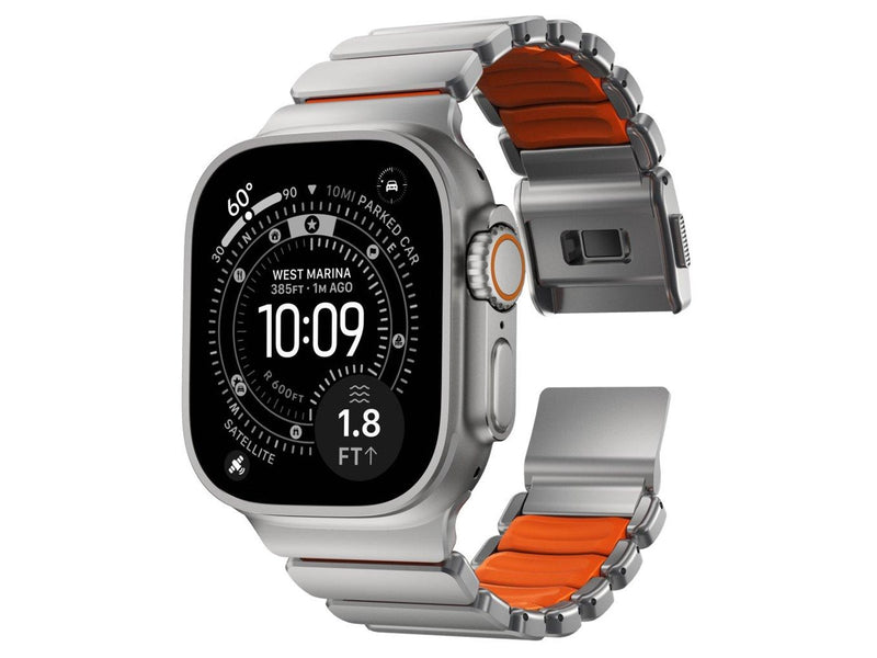 Nomad Stratos Band - 49mm | Natural Titanium | Ultra Orange FKM