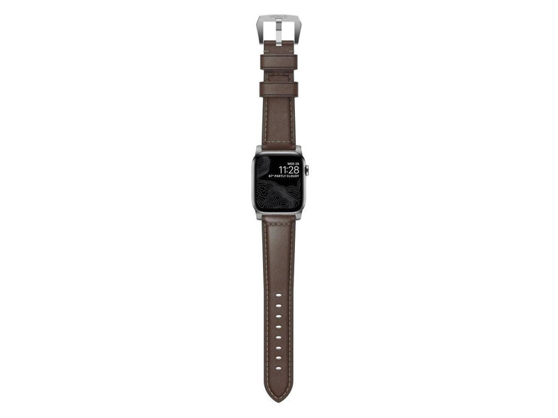 Nomad - Traditional Band - 44mm/42mm | Silver Hardware | Rustic Brown Leather