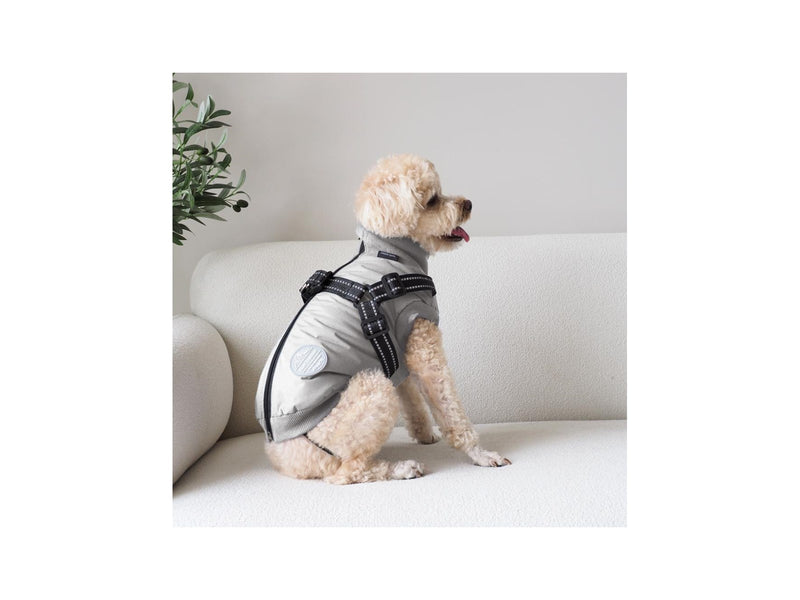 Nordic Paws - Dogcoat Thor with harness - Light Grey - 35 cm