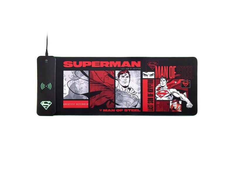 Numskull DC Comics Superman XL RGB Gaming Mat with 15W Wireless Charger