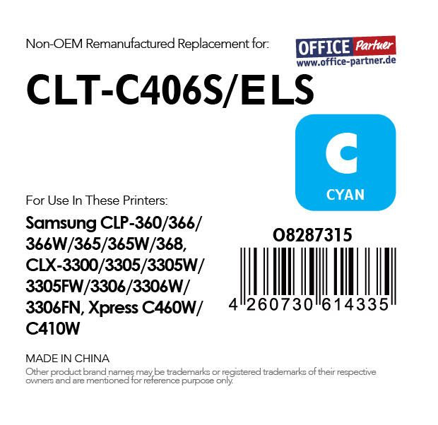 OFFICE-Partner Premium Toner - alternativ zu Samsung CLT-C406S/ELS - cyan