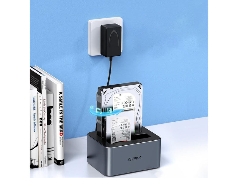 ORICO 6626C3-C-V1 2-Drive Docking Station with Offline Clone Function 2.5"/3.5" SATA HDD/SSD - Gray