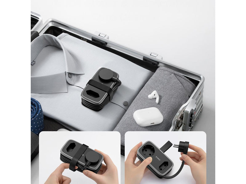 ORICO APP 15.5W 5in1 Power Strip 2x AC + 2x USB-A + 1x USB-C - Black