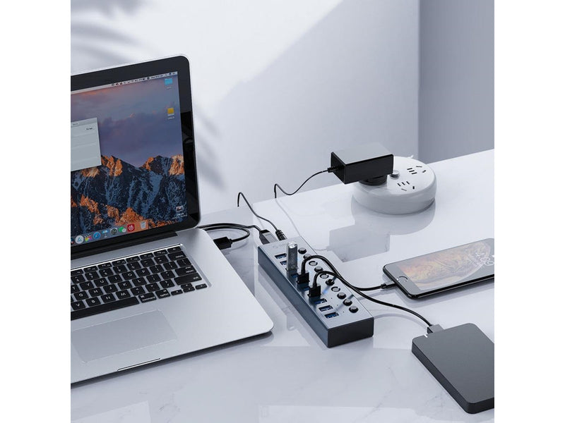 ORICO BT2U3-13AB Hub 13x USB-A 3.0 with switches - gray USB-Hubs - USB 3.0 - 13 - Grau