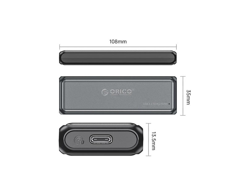 ORICO DDM2-C3-G2 M.2 NVME USB-A USB-C 3.2 10Gb/s Disk Drive - Gray