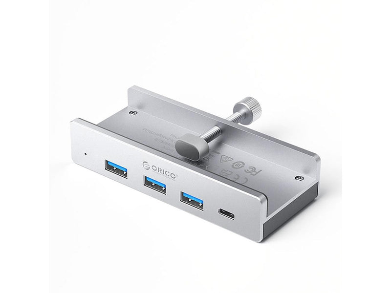 ORICO MH4PC Hub Clamp-Mounted USB-C / 3x USB-A 3.0 + 1x USB-C 3.0 - Silver USB-Hubs - USB 3.0 - 4 - Grau