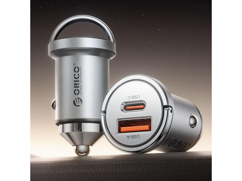 ORICO MiniRing Pro 45W USB-A + USB-C Car Charger - Silver
