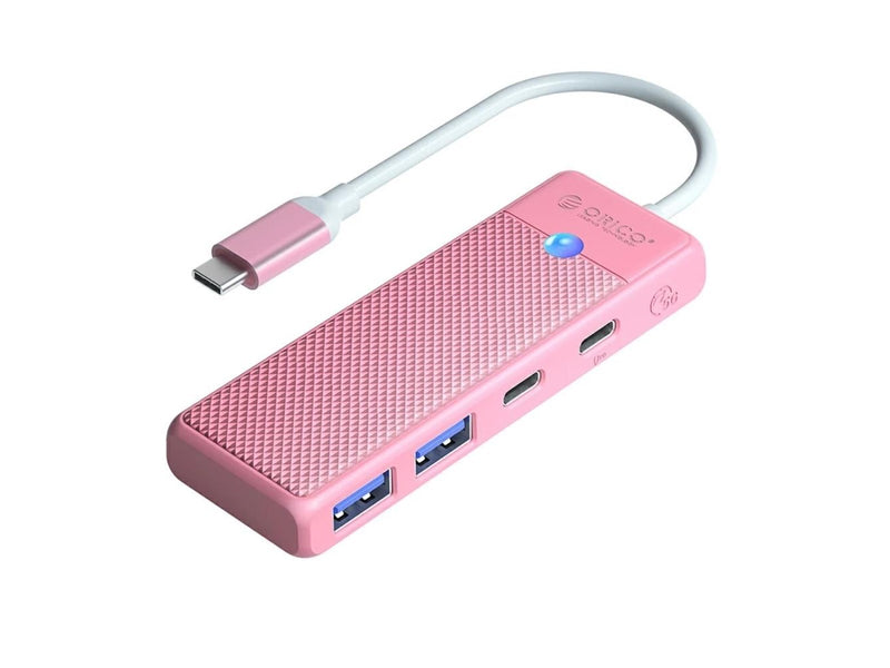 ORICO PAPW2AC-C3-C3 USB Hub 4-port 2x USB-A 3.0 1x USB-C 3.0 with USB-C PD 100W charging 0.15m - pink USB-Hubs - USB 3.0 - 4 - Pink