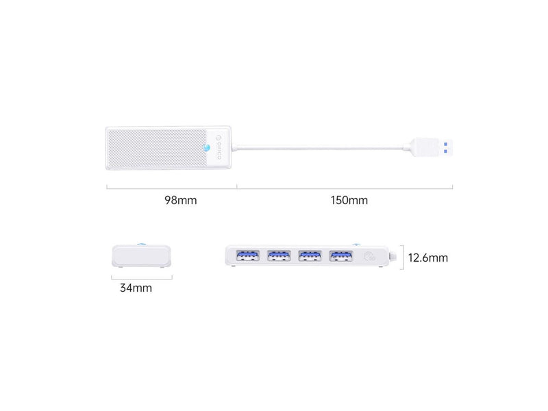 ORICO PAPW4A-U3 USB Hub 4-port 4x USB-A 3.0 1.8 m - white USB-Hubs - USB 3.0 - 4 - Weiß