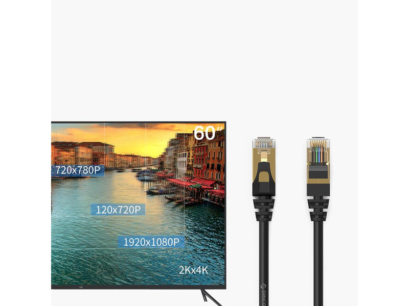 ORICO PUG-C7 CAT7 10Gbps RJ45 Ethernet Network Cable Internet LAN Round 2m - Black