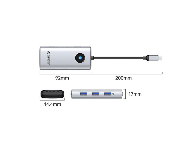 ORICO PW11 6in1 USB-C Docking Station 3x USB-A 3.0 1x USB-C PD 100W 1x HDMI 4K 30Hz 1x RJ45 2.5G Ethernet - Silver USB-Hubs - USB 3.0 - 6 - silber