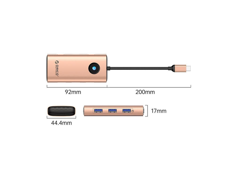 ORICO PW11 6in1 USB-C Docking Station 3x USB-A 3.0 1x USB-C PD 100W 1x HDMI 4K 30Hz 1x RJ45 Gigabit Ethernet - Rose Gold USB-Hubs - USB 3.0 - 6