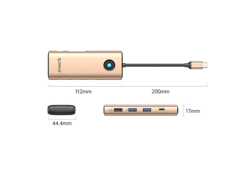 ORICO PW11 8in1 USB-C Docking Station 2x USB-A 3.0 1x USB-A 2.0 1x USB-C 3.0 1x USB-C PD 100W 1x HDMI 4K 60Hz 1x VGA 1080P 60Hz 1x RJ45 Gigabit Ethernet - Rose Gold USB-Hubs - USB 3.0 - 8 Anschlüsse