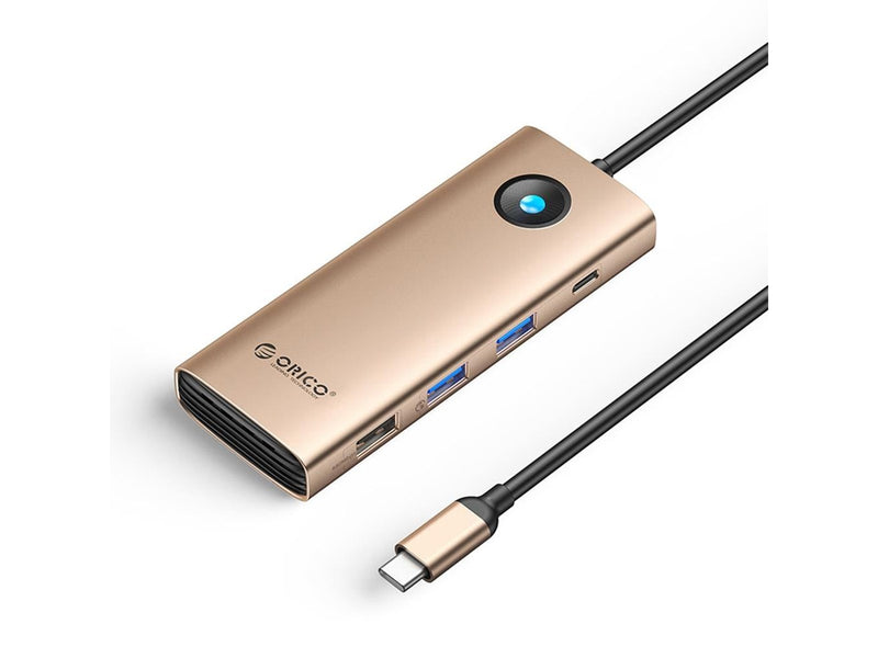 ORICO PW11 8in1 USB-C Docking Station 2x USB-A 3.0 1x USB-A 2.0 1x USB-C 3.0 1x USB-C PD 100W 1x HDMI 4K 60Hz 1x VGA 1080P 60Hz 1x RJ45 Gigabit Ethernet - Rose Gold USB-Hubs - USB 3.0 - 8 Anschlüsse
