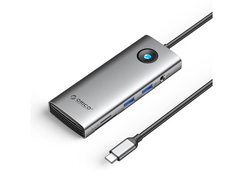 ORICO PW11 8in1 USB-C Docking Station 2x USB-A 3.0 1x USB-C PD 100W 1x HDMI 4K 60Hz 1x microSD/SD 1x RJ45 Gigabit Ethernet 1x Audio 3.5mm - Gray USB-Hubs - Grau