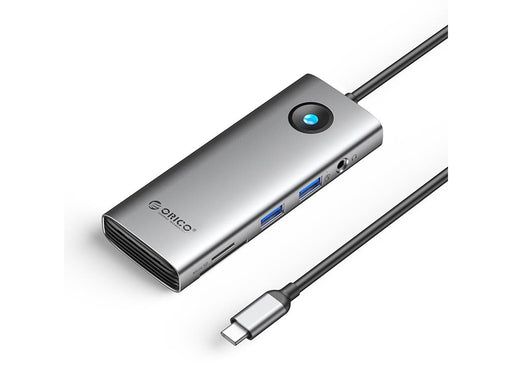 ORICO PW11 8in1 USB-C Docking Station 2x USB-A 3.0 1x USB-C PD 100W 1x HDMI 4K 60Hz 1x microSD/SD 1x RJ45 Gigabit Ethernet 1x Audio 3.5mm - Gray USB-Hubs - Grau