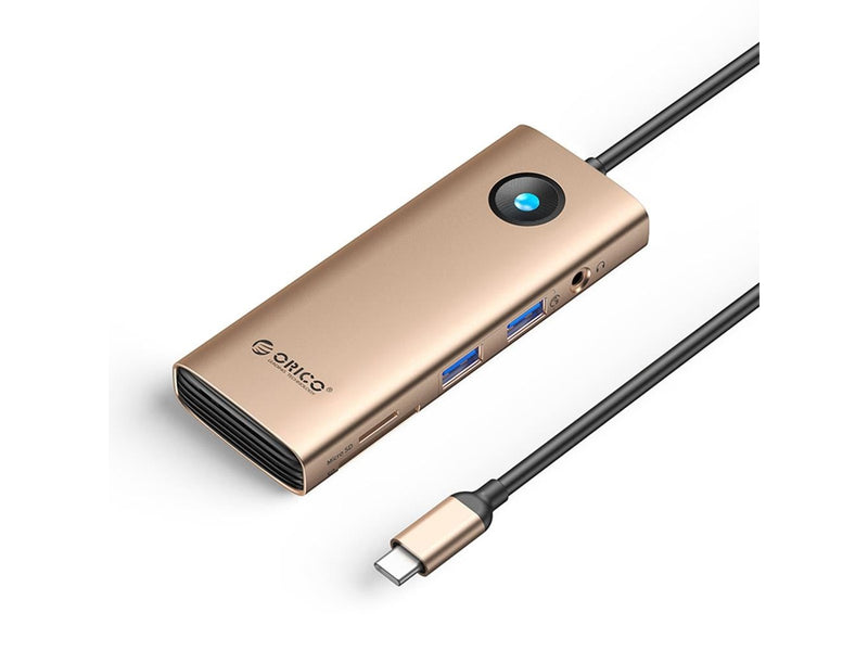 ORICO PW11 8in1 USB-C Docking Station 2x USB-A 3.0 1x USB-C PD 100W 1x HDMI 4K 60Hz 1x microSD/SD 1x RJ45 Gigabit Ethernet 1x Audio 3.5mm - Rose Gold USB-Hubs - USB 3.0 - 8 Anschlüsse