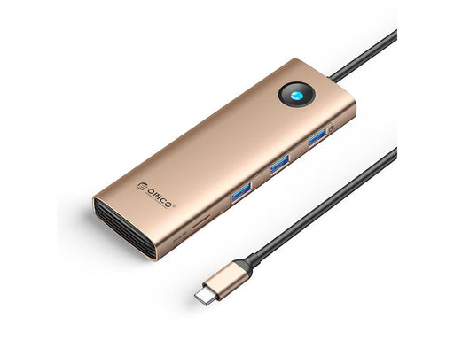 ORICO PW11 9in1 USB-C Docking Station 3x USB-A 3.0 1x USB-C PD 100 1x HDMI 4K 60Hz 1x VGA 1080P 60Hz 1x microSD/SD 1x RJ45 Gigabit Ethernet - Rose Gold USB-Hubs - USB 3.0 - 9