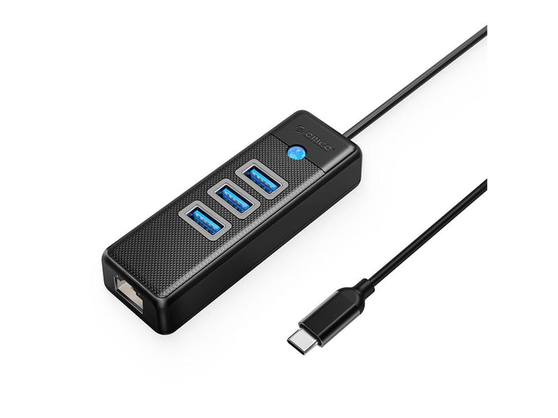 ORICO PW3UR25-C3 USB Hub 4-Port 3x USB-A 3.0 1x RJ45 2.5G Ethernet 0.5m - Black USB-Hubs - USB 3.0 - 4 - Schwarz
