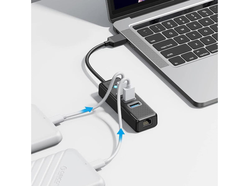 ORICO PW3UR25-U3 USB Hub 4-Port 3x USB-A 3.0 1x RJ45 2.5G Ethernet 0.15m - Black USB-Hubs - USB 3.0 - 4 - Schwarz