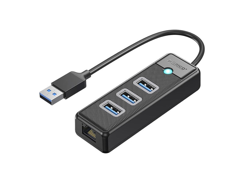 ORICO PW3UR25-U3 USB Hub 4-Port 3x USB-A 3.0 1x RJ45 2.5G Ethernet 0.5m - Black USB-Hubs - USB 3.0 - 4 - Schwarz