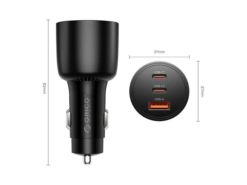ORICO PowerLink 165W USB-A + 2x USB-C Car Charger - Black
