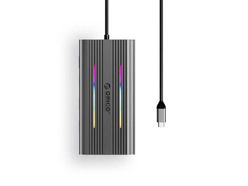 ORICO XCR 12in1 RGB USB-C Docking Station 3x USB-A USB-C PD 100W HDMI 4K VGA RJ45 Gigabit SD and microSD Card Reader - Gray USB-Hubs - USB 3.1 - 12 - Grau