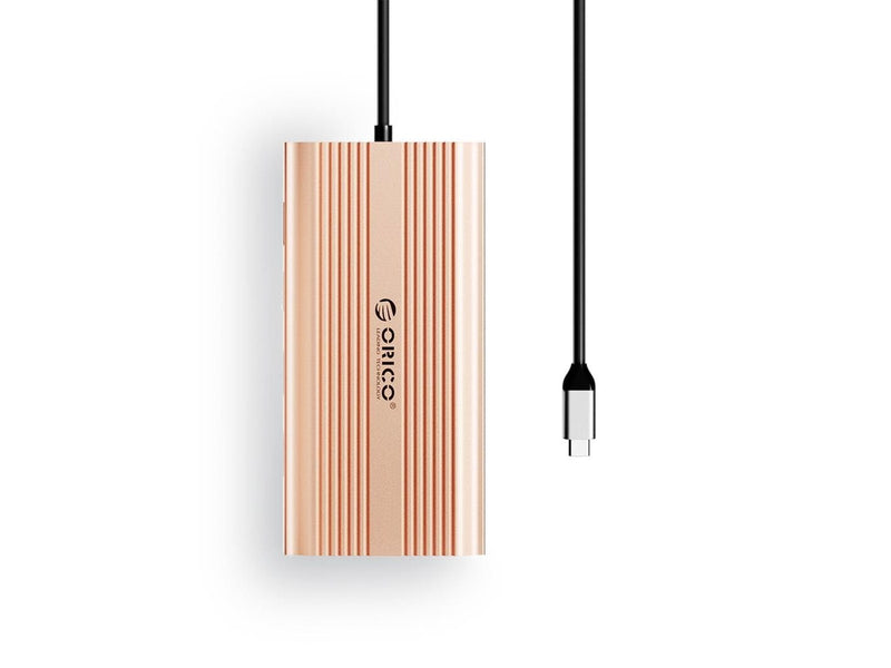 ORICO XDR 12-in-1 USB-C Docking Station USB-A USB-C HDMI 4K VGA RJ45 Gigabit PD 100W SD and microSD Card Reader - Rose Gold USB-Hubs - USB 3.1 - 12