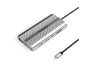 ORICO XDR 12in1 USB-C Docking Station USB-A USB-C HDMI 4K VGA RJ45 Gigabit PD 100W SD and microSD Card Reader - Silver USB-Hubs - USB 3.1 - 12 - Grau