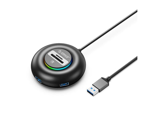 ORICO YXR5-U3 RGB USB Hub 4-Port USB-A 3.0 with SD and microSD Card Reader 0.3m - Black USB-Hubs - USB 3.0 - 4 - Schwarz