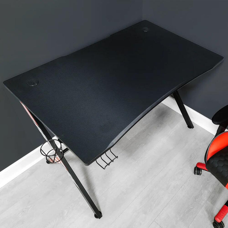 X Rocker Ocelot Carbon Gaming-Schreibtisch mit Mousepad & Kabelmanagement - blau/rot