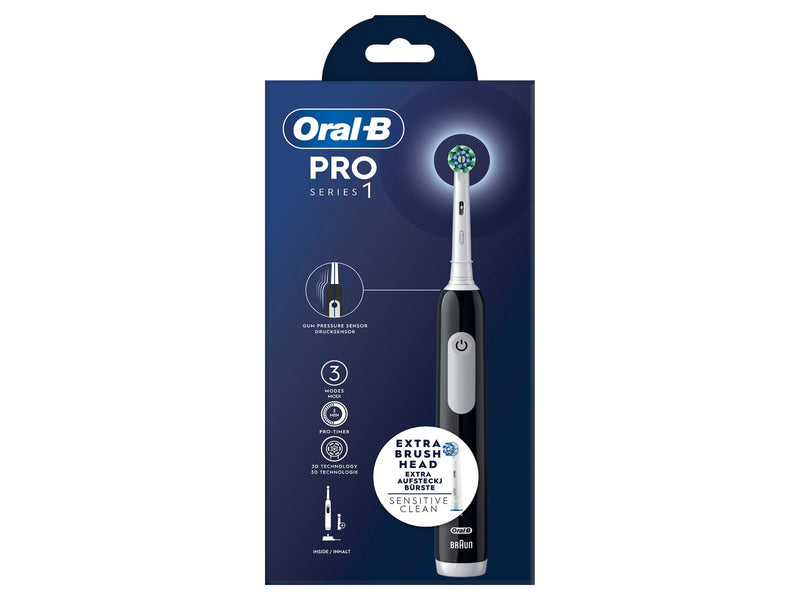 Oral-B Elektrische Zahnbürste Pro1 Black + Extra Brush Head