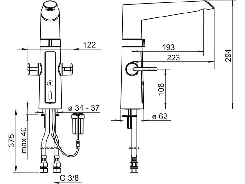Oras Optima kitchen faucet,3V, chrome