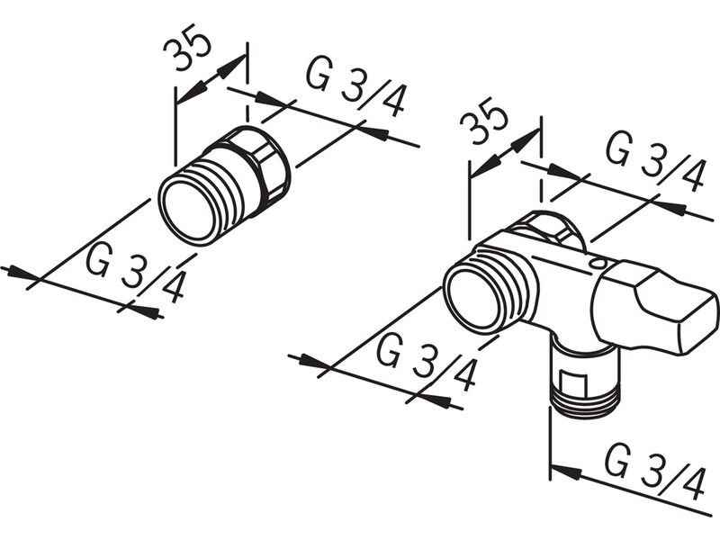Oras Washing machine valve G3/4"