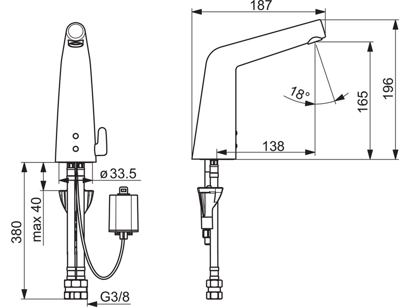 Oras inspera 3016f washbasin faucet 6 v