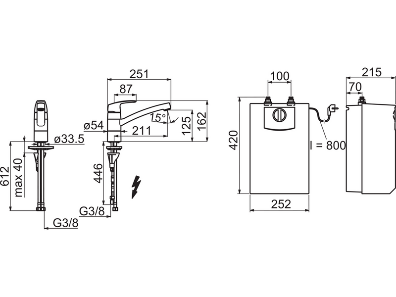 Oras safira kitchen faucet with water heater